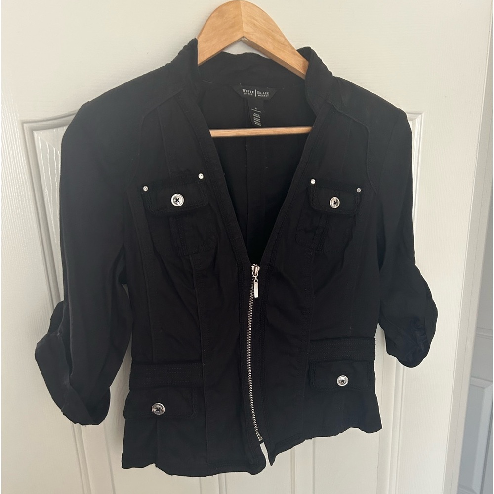 WHBM Black Linen Shirt with Bling